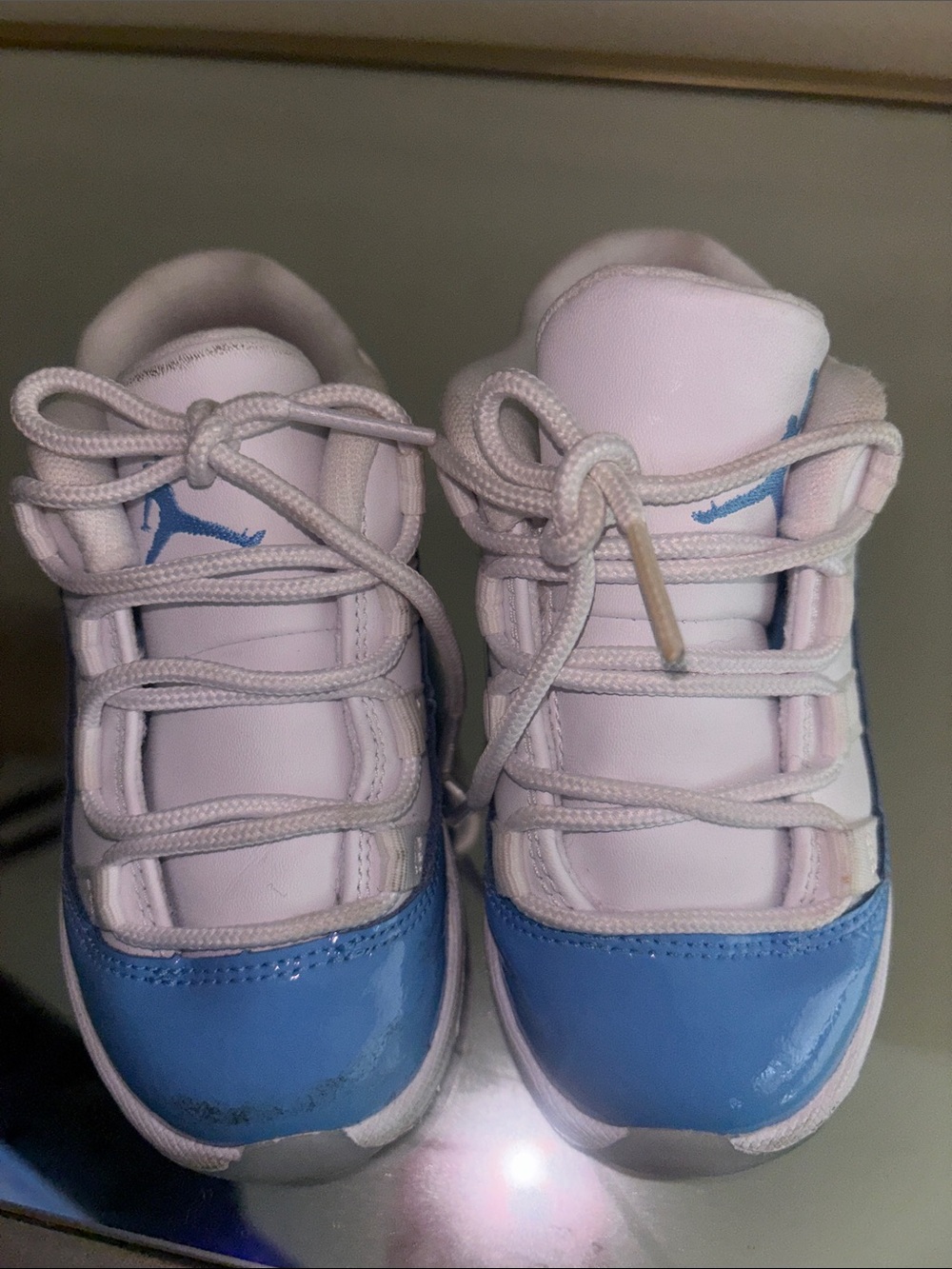 Jordan Kids White and Light Blue Low-Top Sneakers